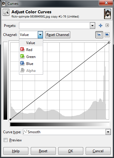 Value, Red, Green, Blue channel picker