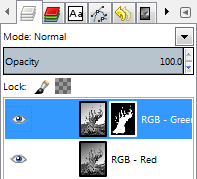 GIMP B&W grayscale conversion - layers palette