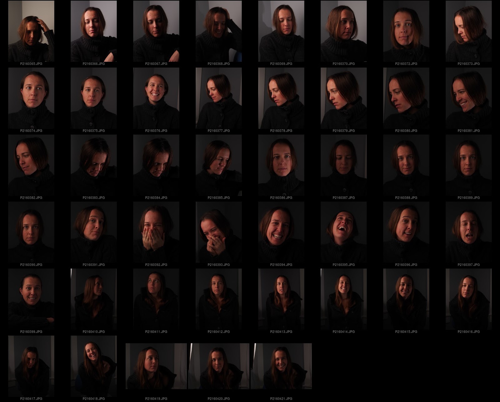 Portrait photography contact sheet