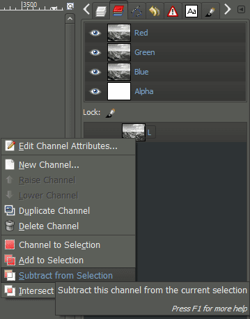 Pat David GIMP Luminosity Mask Tutorial L Channel Subtract