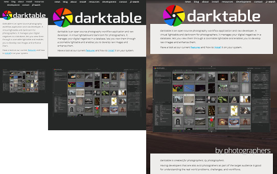 Responsive darktable website views