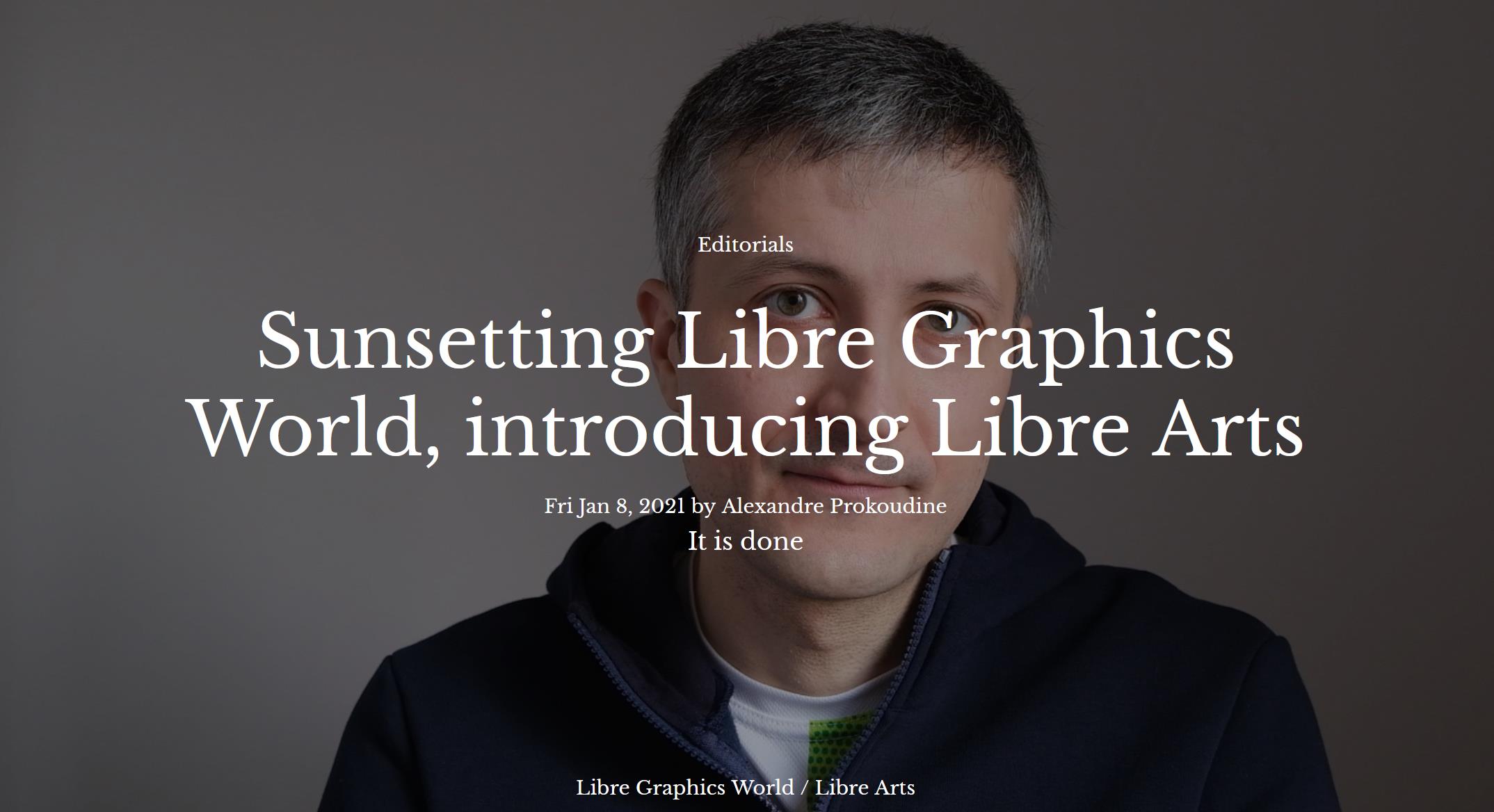 Screenshot of Libre Arts Announcement Post